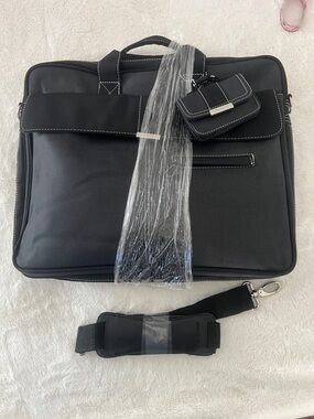 NEW unisex Targus Black Laptop Briefcase, extra wallet,Removable Shoulder Strap